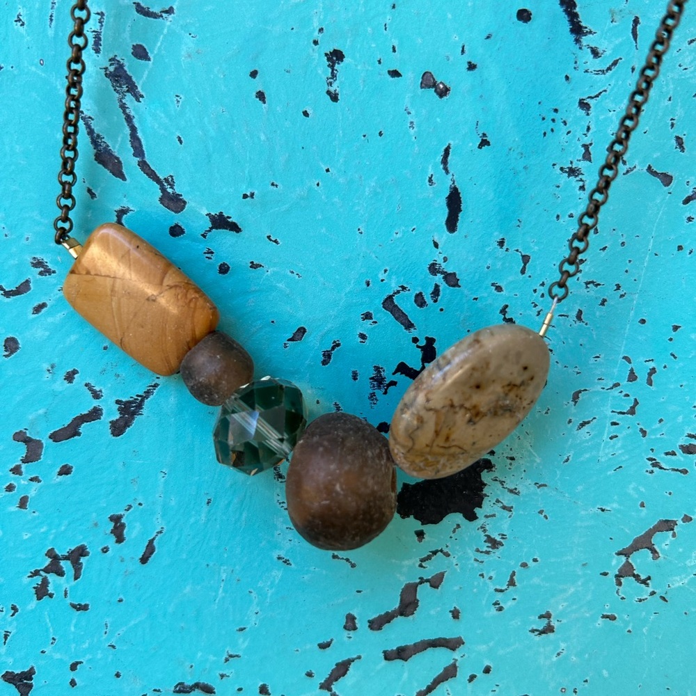 Seeds Jewelry Crystal, Stone & Seaglass Necklace - Earth Tones